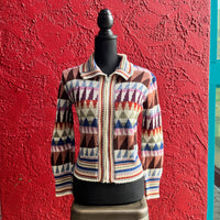 Bananas by Nancy Bossio Geometric Zip Cardigan