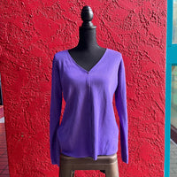 Linda Allard Ellen Tracy Purple Wool Silk Cardigan