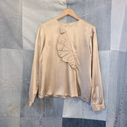 Vintage Joanie Char Champagne Silk Ruffle Blouse
