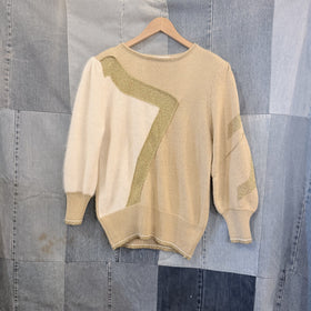 Vintage Calledina Metallic Geometric Angora-Blend Sweater