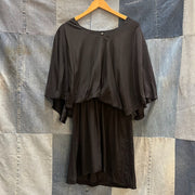 Black Silk Cape Overlay Dress