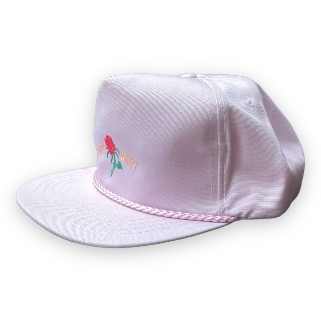 Pale pink hat side view