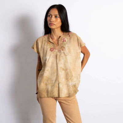 Naturally Dyed Embroidered Top