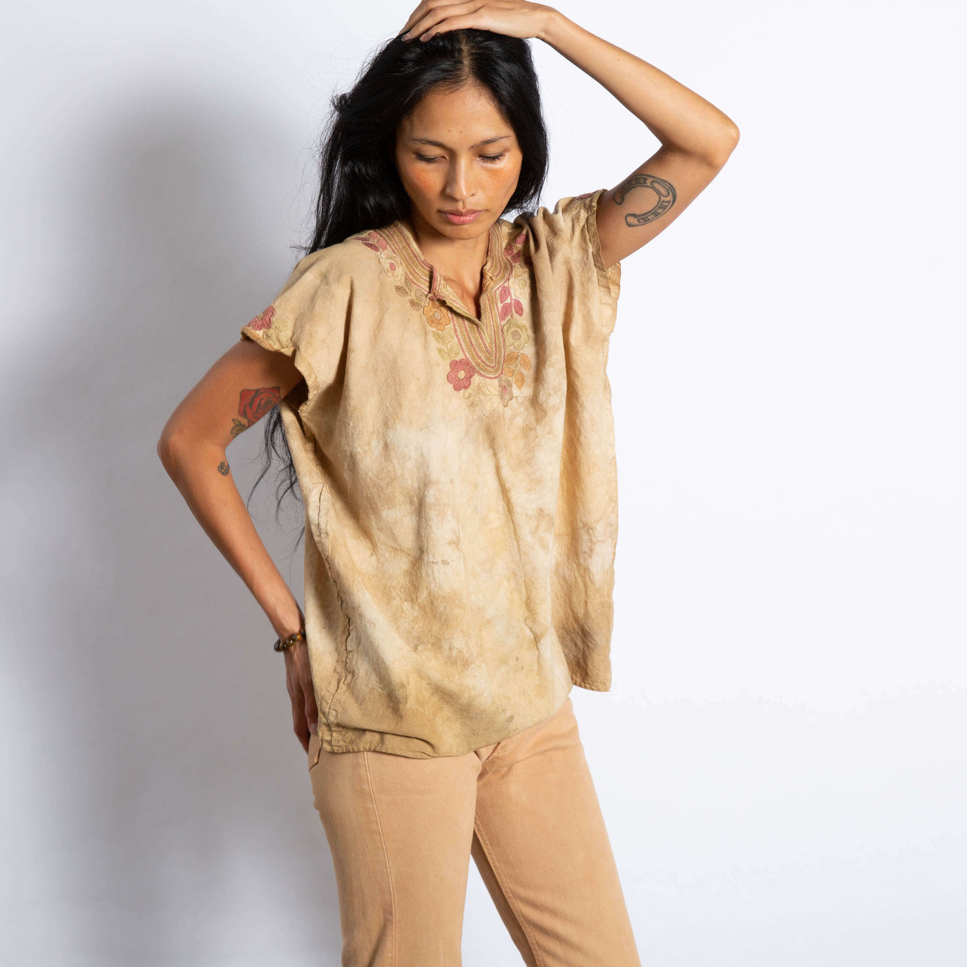 Naturally Dyed Embroidered Top
