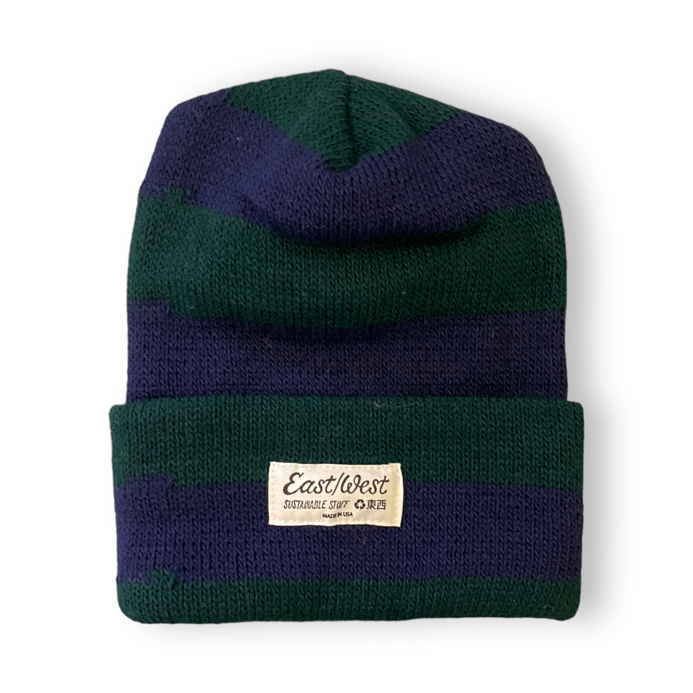 Deadstock Beanie - Navy/Forest Rugby Stripe