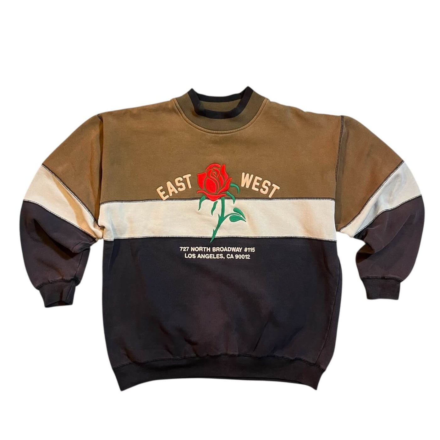 East West Rose Sweatshirt #10.5 Brown Color block L