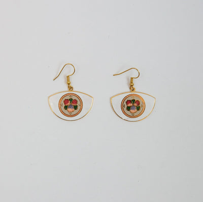 Cloisonné Fan Earrings in white colorway