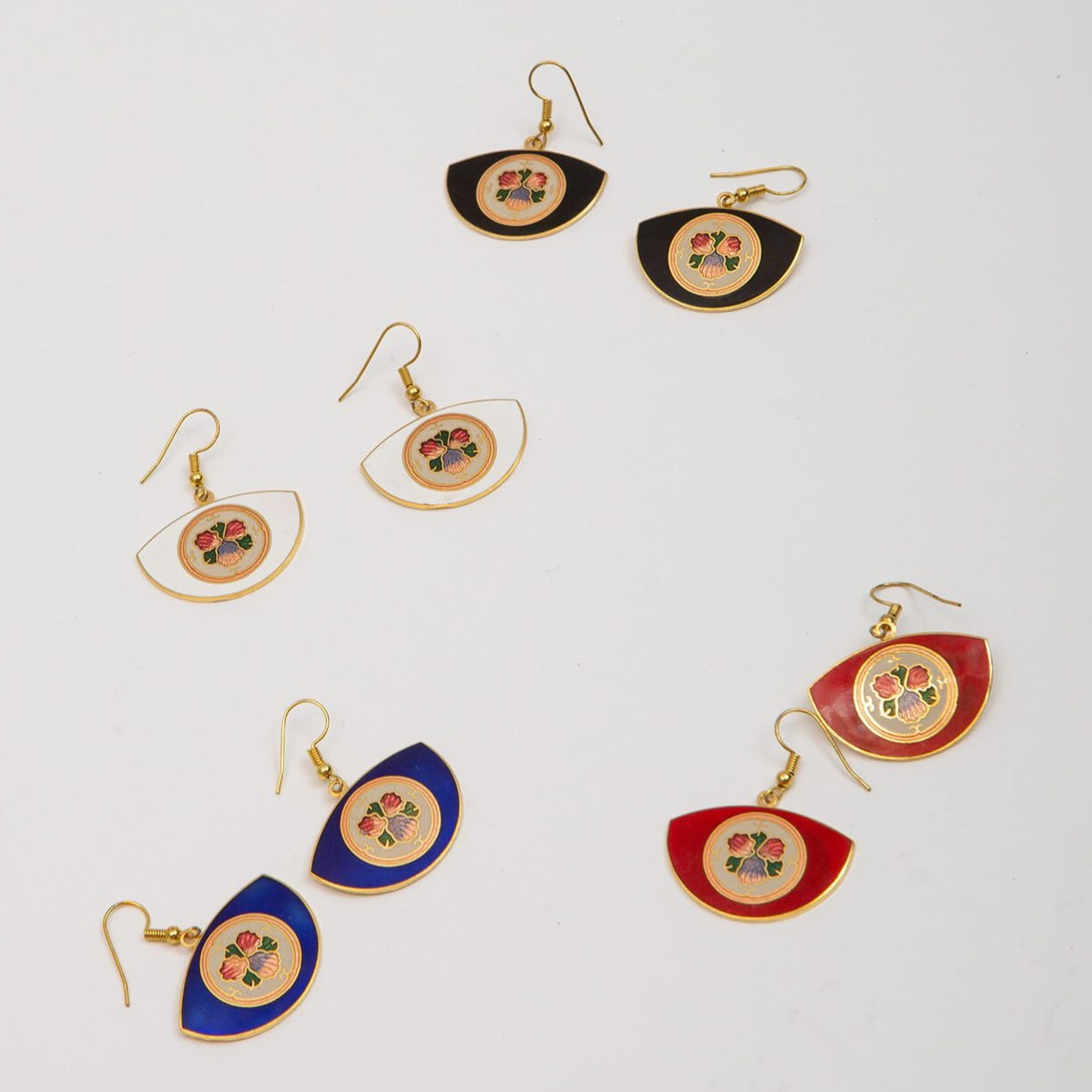 Cloisonné Fan Earrings - all 4 colorways