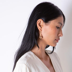 Cloisonné Diamond Floral Earrings on model