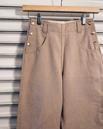 1960’s Snap Side Trousers.  Closeup on hanger.
